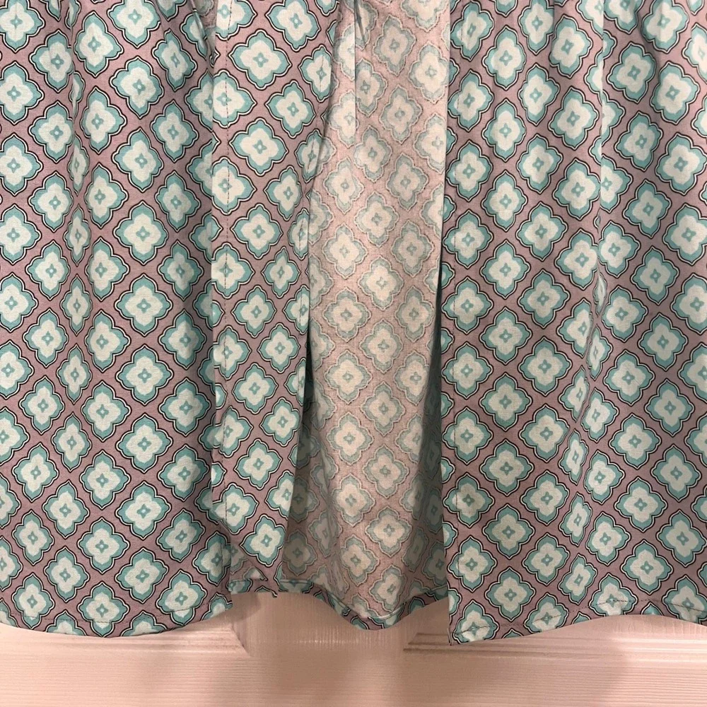 Handmade Half Apron with Towel Front Teal Grey Quatrefoil Plaid XS-L